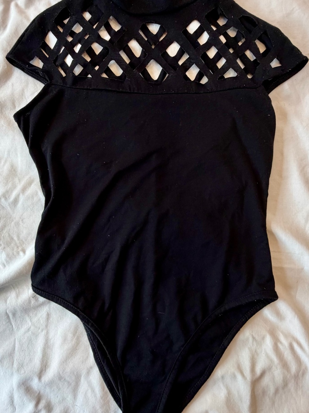 Black One-Piece with Lattice Yoke